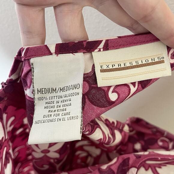 Vtg Women's Pink HIBISCUS Flower Tank Sun Dress 90's Y2k Beach Surf Aloha Sz M - Picture 5 of 5